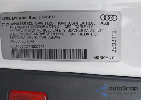 2023 Audi Rs 7 Sportback Tfsi Quattro Tiptronic from USA, damaged, VIN WUAPCBF27PN907662